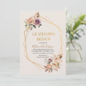 Boho Beige Flowesr Gold waterverf afstuderen br Kaart (Staand voorkant)