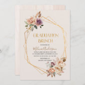 Boho Beige Flowesr Gold waterverf afstuderen br Kaart (Voorkant / Achterkant)