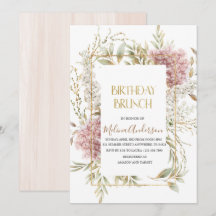 Boho Beige Flowesr Gold waterverf verjaardagscru