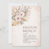 Boho Beige Flowesr watercolorverjaardagsbrunch Kaart (Voorkant)