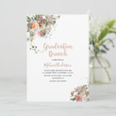 Boho Beige Flowesr waterverf afstuderen brunch Kaart (Staand voorkant)