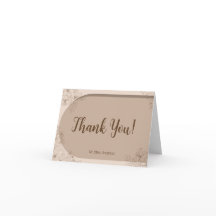Boho Beige Folded Thank You Card