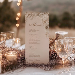 Boho Beige gedroogde bloem en witte rozen bruiloft Menu