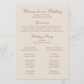 Boho Beige gedroogde bloem en witte rozen bruiloft Programmakaart (Achterkant)