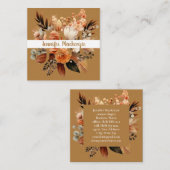 Boho Beige Gold Floral Vierkante Visitekaartje (Voorkant / Achterkant)