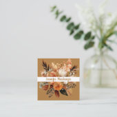 Boho Beige Gold Floral Vierkante Visitekaartje (Staand voorkant)