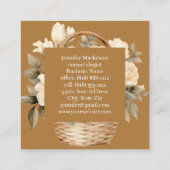 Boho Beige Gouden Bloemmotief  Vierkante Visitekaartje (Achterkant)