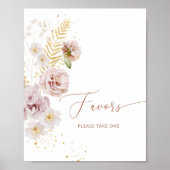 Boho beige gouden tuinbloem poster (Voorkant)