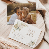 Boho beige Green Floral Save the Date Kaart
