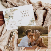 Boho beige Green Floral Save the Date Kaart