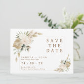 Boho beige Green Floral Save the Date Kaart (Staand voorkant)
