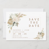 Boho beige Green Floral Save the Date Kaart (Voorkant)