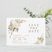 Boho beige Green Floral Save the Date Kaart (Staand voorkant)