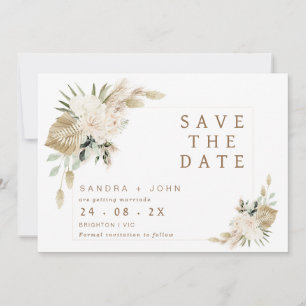 Boho beige Green Floral Save the Date Kaart