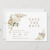 Boho beige Green Floral Save the Date Kaart (Voorkant)