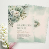 Boho Beige Green Flowesr Gold waterverf afgestudee Kaart