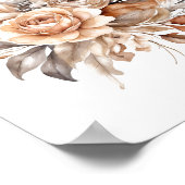 Boho Beige Grijs Bloemen Botanische veren Poster (Hoek)