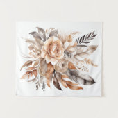 Boho Beige Grijs Bloemen Botanische Waterverf Wandkleed (Voorkant (horizontaal))