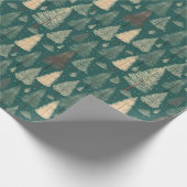 Boho Beige Groene Kerstbomen Vakantie Cadeaupapier (Hoek)