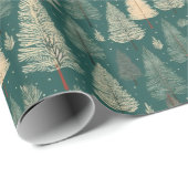 Boho Beige Groene Kerstbomen Vakantie Cadeaupapier (Rol Hoek)