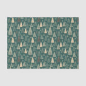 Boho Beige Groene Kerstbomen Vakantie Tissuepapier (Voorkant)