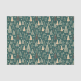 Boho Beige Groene Kerstbomen Vakantie Tissuepapier