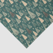 Boho Beige Groene Kerstbomen Vakantie Tissuepapier (Detail)