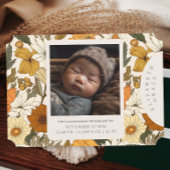 Boho Beige Herfst Bloemen Pasgeboren Aankondiging
