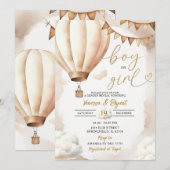 Boho Beige Hete Luchtballon Jongen Meisje Geslacht Kaart (Voorkant / Achterkant)