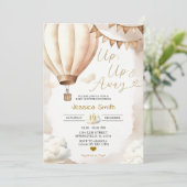 Boho Beige hete luchtballon omhoog weg Baby shower Kaart (Staand voorkant)