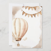 Boho Beige hete luchtballon omhoog weg Baby shower Kaart (Achterkant)