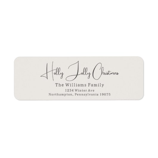 Boho Beige Holly Jolly Kerst Retouradres Etiket (Voorkant)