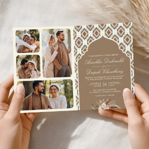 Boho Beige Ivoorkleurig Ikat Fotocollage Indiase T