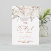 Boho Beige Ivory Blush Floral Wedding Roos Gold Folie Uitnodiging (Staand Voorkant)