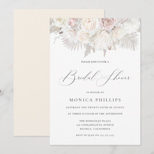 Boho Beige, Ivory en Blush Vrijgezellenfeest Kaart (Voorkant / Achterkant)