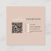 Boho Beige Kalligrafie Script QR-code Vierkante Visitekaartje (Achterkant)