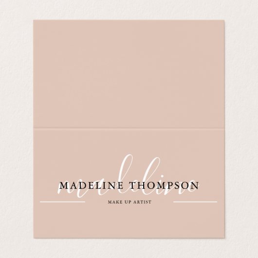 Boho Beige Kalligrafie Script QR-code Vouwkaart Visitekaartje (Buitenkant ongevouwen)