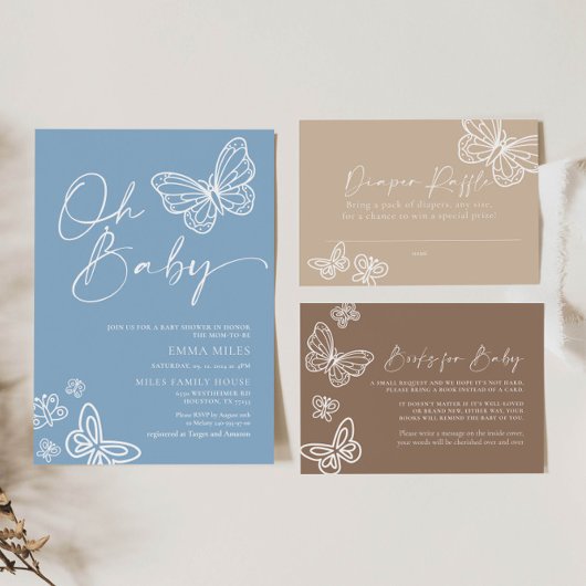 Boho Beige Luier Raffle Baby shower Kaart Notitiekaartje