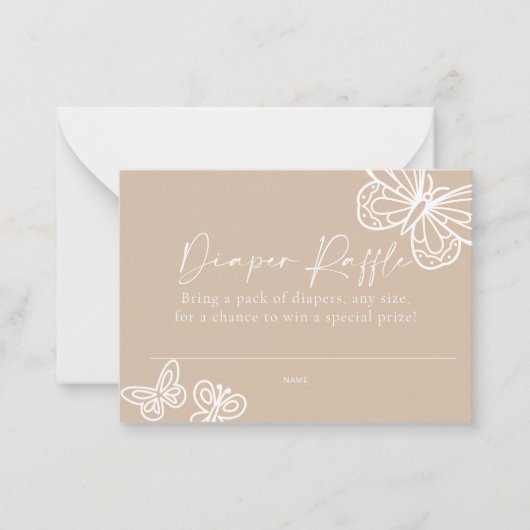 Boho Beige Luier Raffle Baby shower Kaart Notitiekaartje (Voorkant)