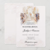 Boho-beige met bruid Spaans Huwelijk Kaart (Voorkant / Achterkant)