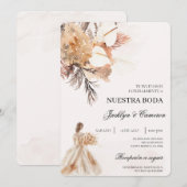 Boho beige met bruid Spaanse bruiloft Kaart (Voorkant / Achterkant)