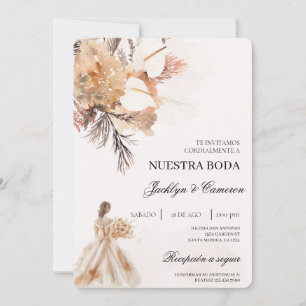 Boho beige met bruid Spaanse bruiloft Kaart