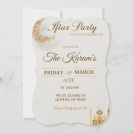 Boho Beige Minimalist Mosque Ramadan Iftar Party  Kaart