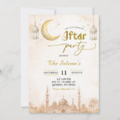 Boho Beige Minimalistische Moskee Ramadan Iftar Fe Kaart (Voorkant)
