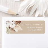 Boho Beige Modern Floral Bruiloft Retouradres Etiket (Insitu)