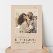 Boho Beige Modern Script 2 Foto QR Code Bruiloft Kaart