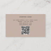 Boho Beige Monogram Moderne Minimalistische QR-cod Visitekaartje (Achterkant)