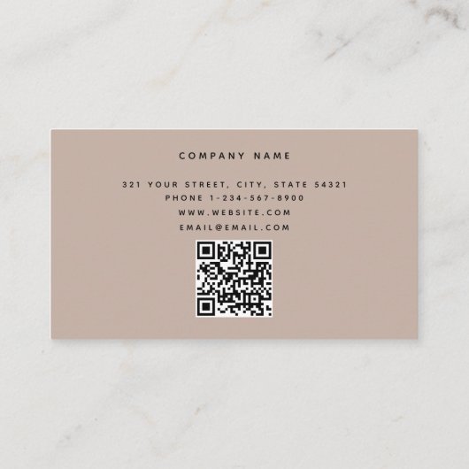 Boho Beige Monogram Moderne Minimalistische QR-cod Visitekaartje (Achterkant)