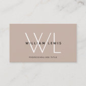 Boho Beige Monogram Moderne Minimalistische QR-cod Visitekaartje (Voorkant)