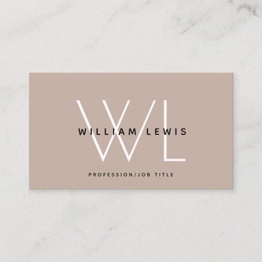 Boho Beige Monogram Moderne Minimalistische QR-cod Visitekaartje (Voorkant)